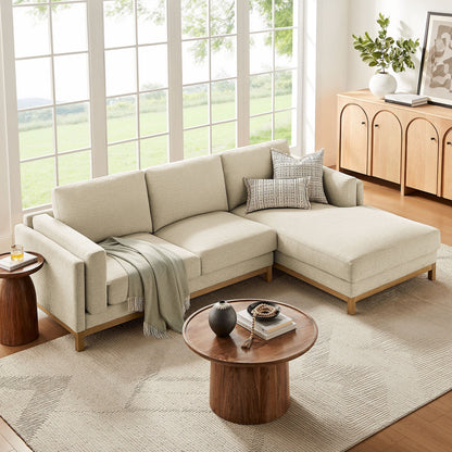 Roscoe right-facing fabric sectional sofa with chaise in beige upholstery by HouseOfZazla on Tampa Home & Garden Store