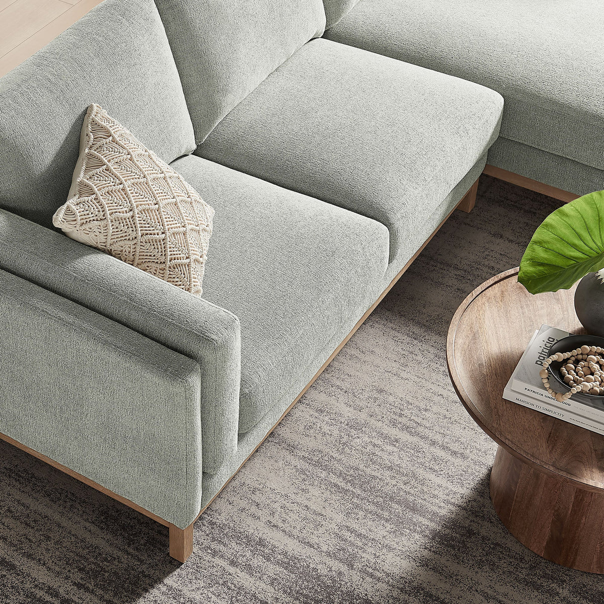 Roscoe right-facing fabric sectional sofa with chaise in light gray upholstery by Modway on Tampa Home & Garden Store