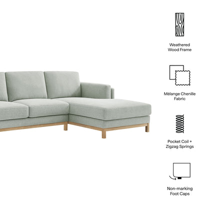 Roscoe right-facing fabric sectional sofa with chaise gray fabric wood base HouseOfZazla on Tampa Home & Garden Store