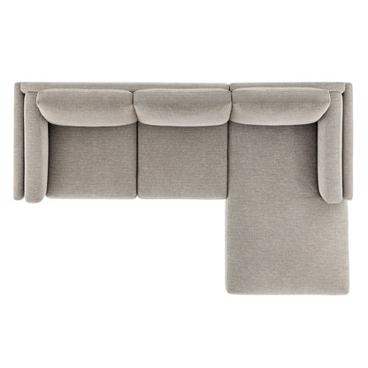 Roscoe right-facing fabric sectional sofa with chaise in light beige upholstery on Tampa Home & Garden Store