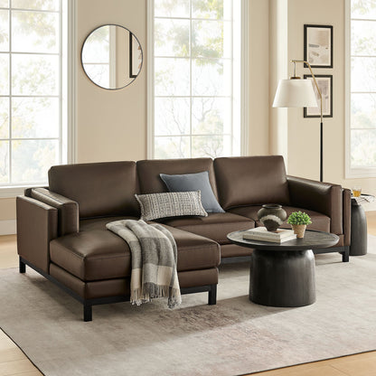 Roscoe Left-Facing Vegan Leather Sectional Sofa Chaise brown vegan leather by HouseOfZazla on Tampa Home & Garden Store