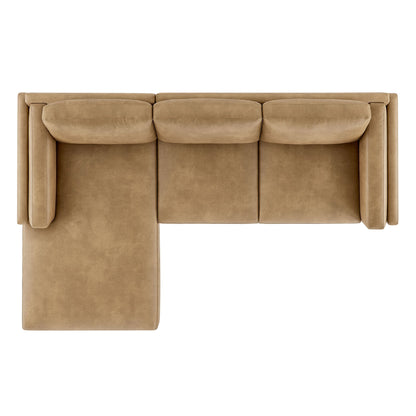 Roscoe left-facing vegan leather sectional sofa with chaise in tan by HouseOfZazla on Tampa Home & Garden Store
