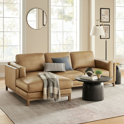 Roscoe left-facing vegan leather sectional sofa with chaise in tan by HouseOfZazla on Tampa Home & Garden Store