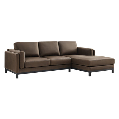 Roscoe right-facing vegan leather sectional sofa with chaise in brown by Modway on Tampa Home & Garden Store
