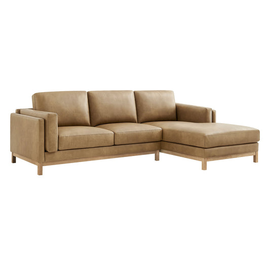 Roscoe Right-Facing Vegan Leather Sectional Sofa with Chaise by HouseOfZazla in beige on Tampa Home & Garden Store