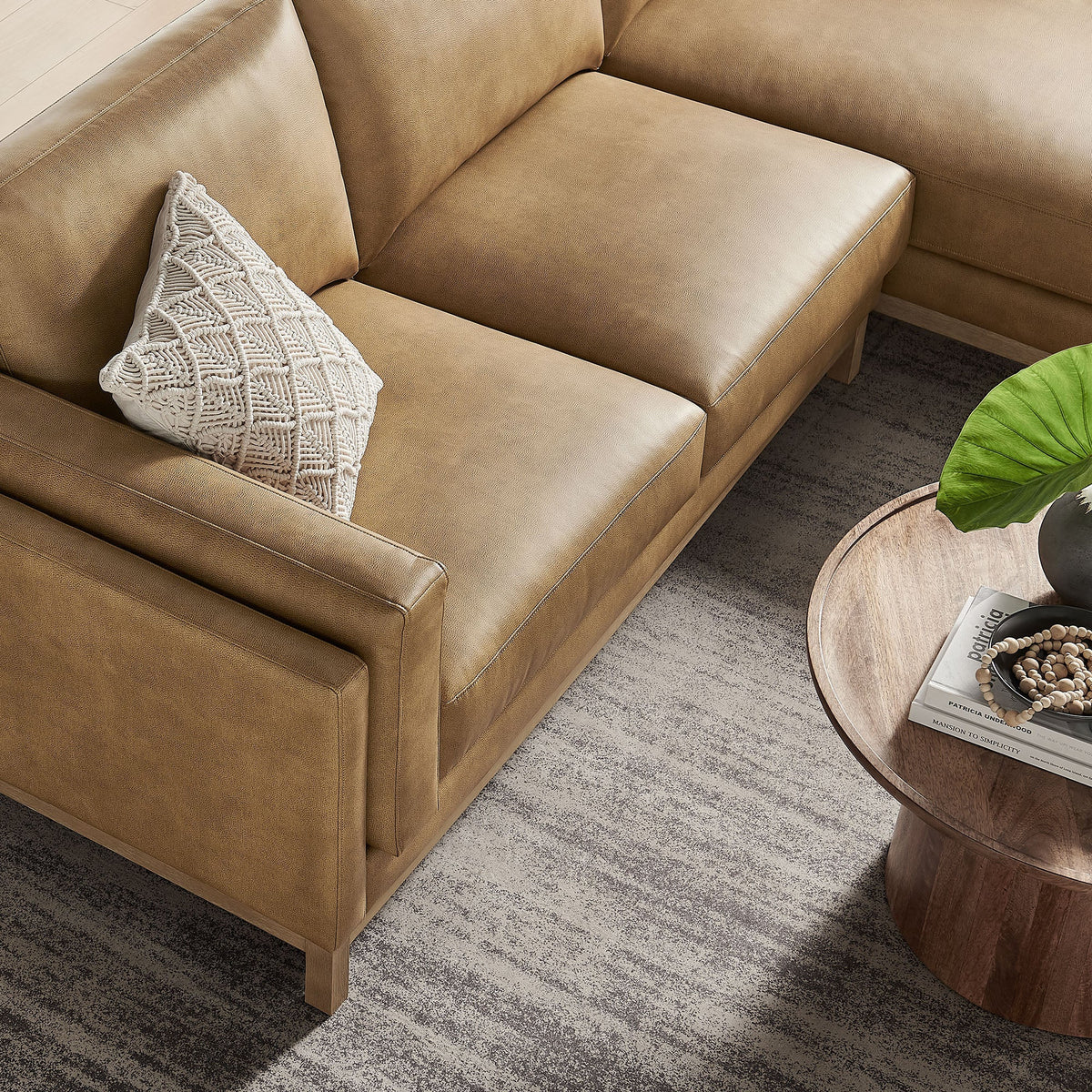 Roscoe Right-Facing Vegan Leather Sectional Sofa with Chaise in tan by Modway on Tampa Home & Garden Store