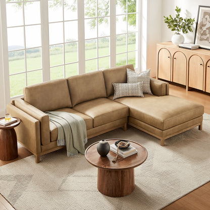 Roscoe right-facing vegan leather sectional sofa with chaise in taupe by HouseOfZazla on Tampa Home & Garden Store