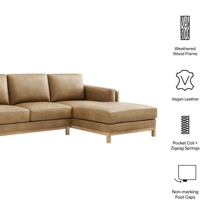 Roscoe right-facing vegan leather sectional sofa with chaise by HouseOfZazla, tan on Tampa Home & Garden Store