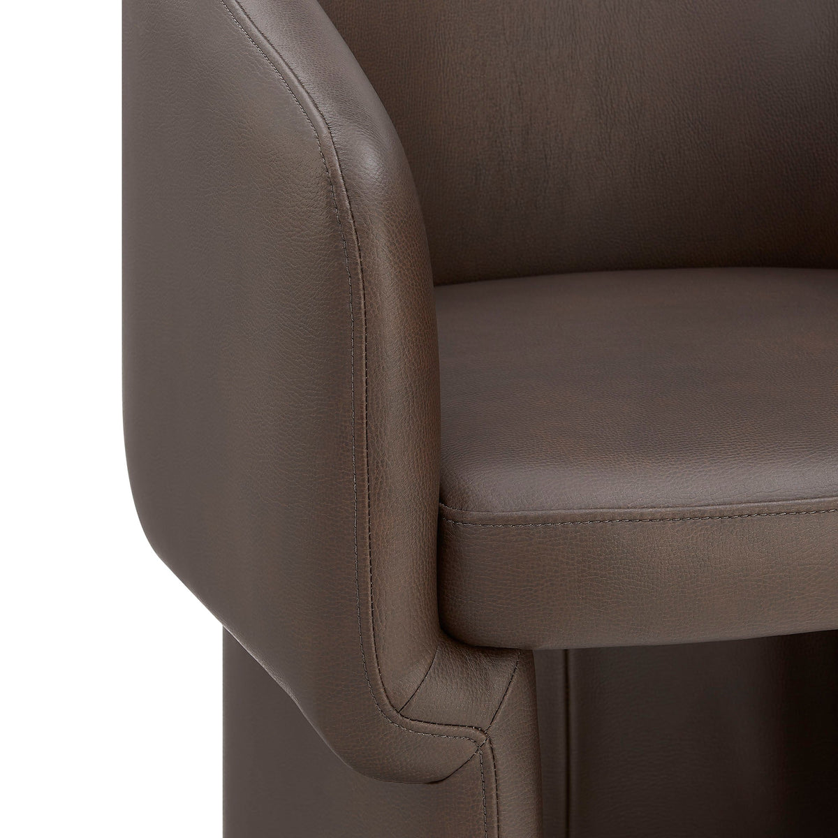Verity Barrel Back vegan leather dining chair by Modway, brown with visible stitching on Tampa Home & Garden Store