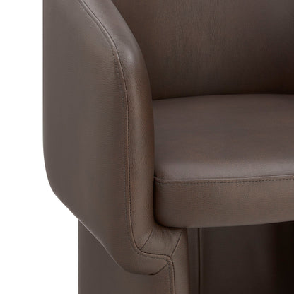 Verity Barrel Back vegan leather dining chair by Modway, brown with visible stitching on Tampa Home & Garden Store