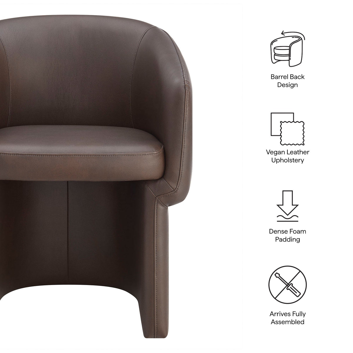 Verity Barrel Back Dining Chair in brown vegan leather by Modway on Tampa Home & Garden Store