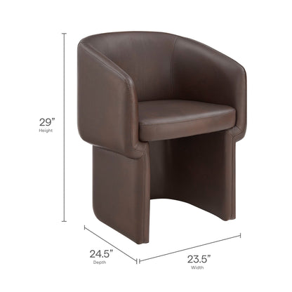 Verity Barrel Back Vegan Leather Dining Chair by Modway, brown upholstery, cushioned seat on Tampa Home & Garden Store