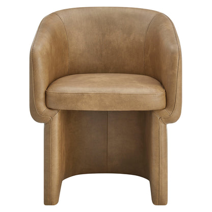 Verity Barrel Back vegan leather dining chair tan by HouseOfZazla on Tampa Home & Garden Store
