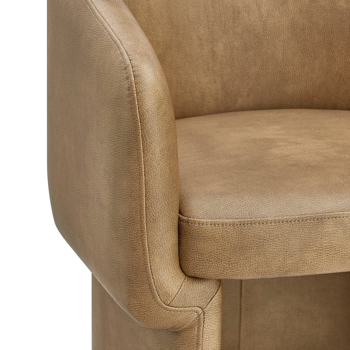 Verity Barrel Back vegan leather dining chair by Modway, brown faux leather, curved back on Tampa Home & Garden Store