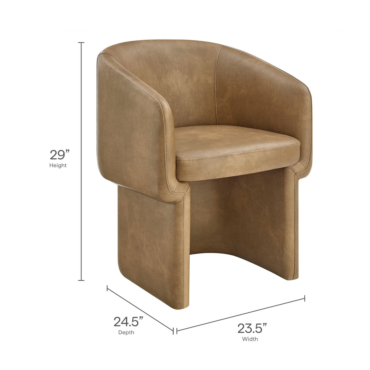 Verity Barrel Back vegan leather dining chair tan by Modway, 29in high on Tampa Home & Garden Store