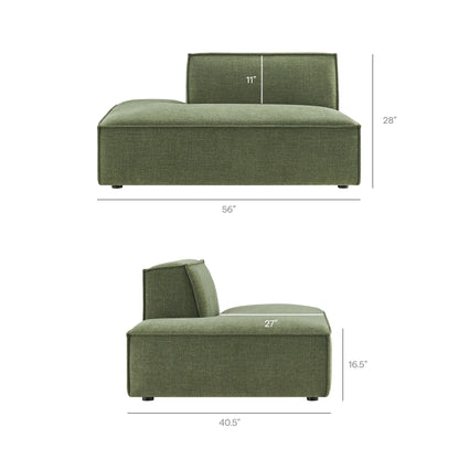 Modway Restore left-facing armless modular chaise in olive green performance fabric on Tampa Home & Garden Store