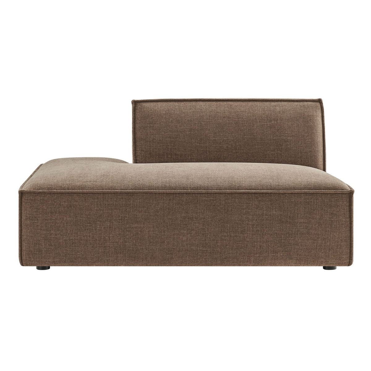 Left-facing armless modular chaise in brown performance fabric on Tampa Home & Garden Store
