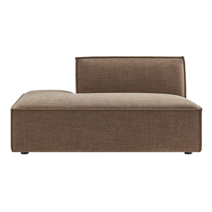 Left-facing armless modular chaise in brown performance fabric on Tampa Home & Garden Store