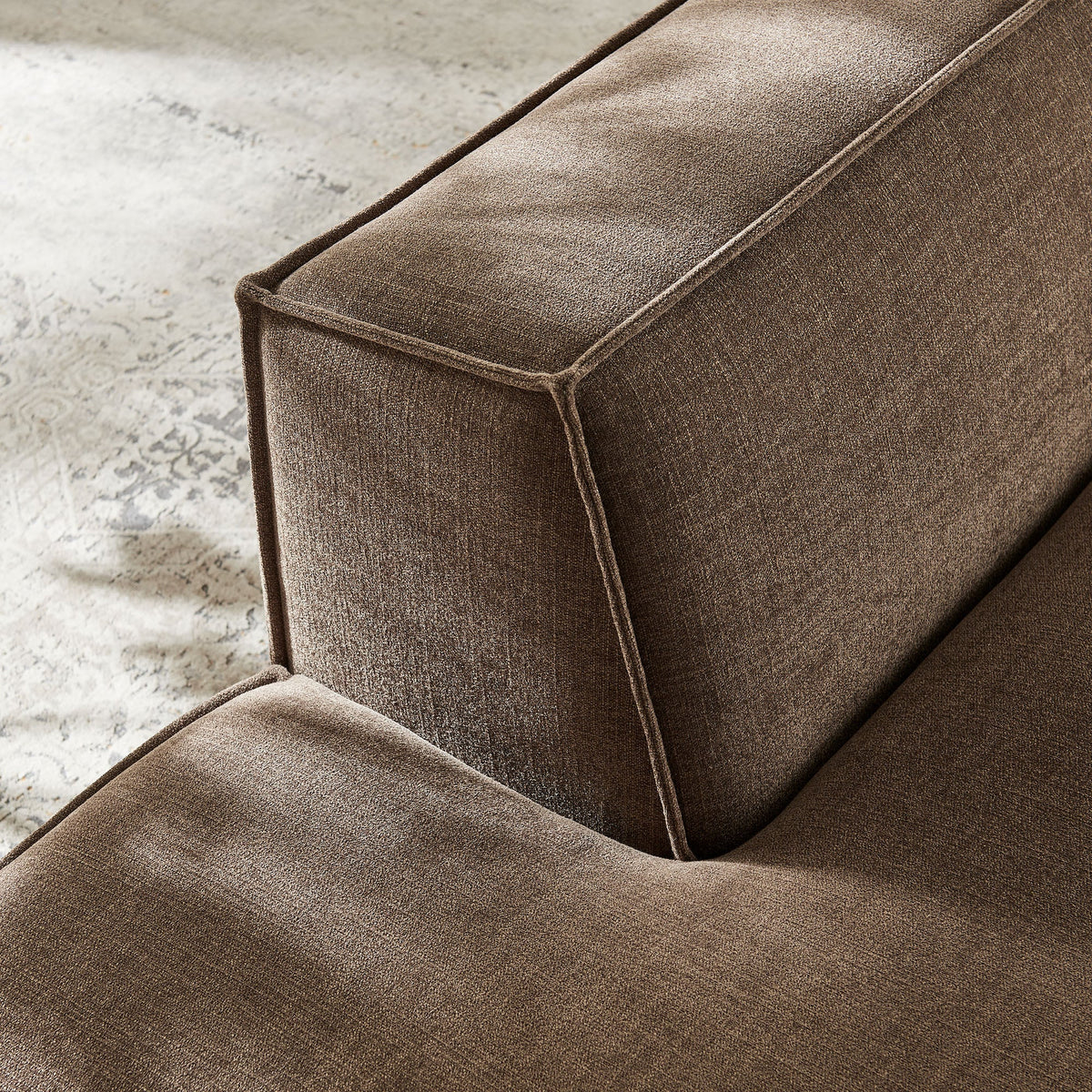 Left-facing armless modular chaise in brown performance fabric by HouseOfZazla on Tampa Home & Garden Store