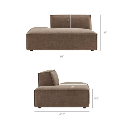 Left-facing armless modular chaise by HouseOfZazla in brown Restore performance fabric on Tampa Home & Garden Store