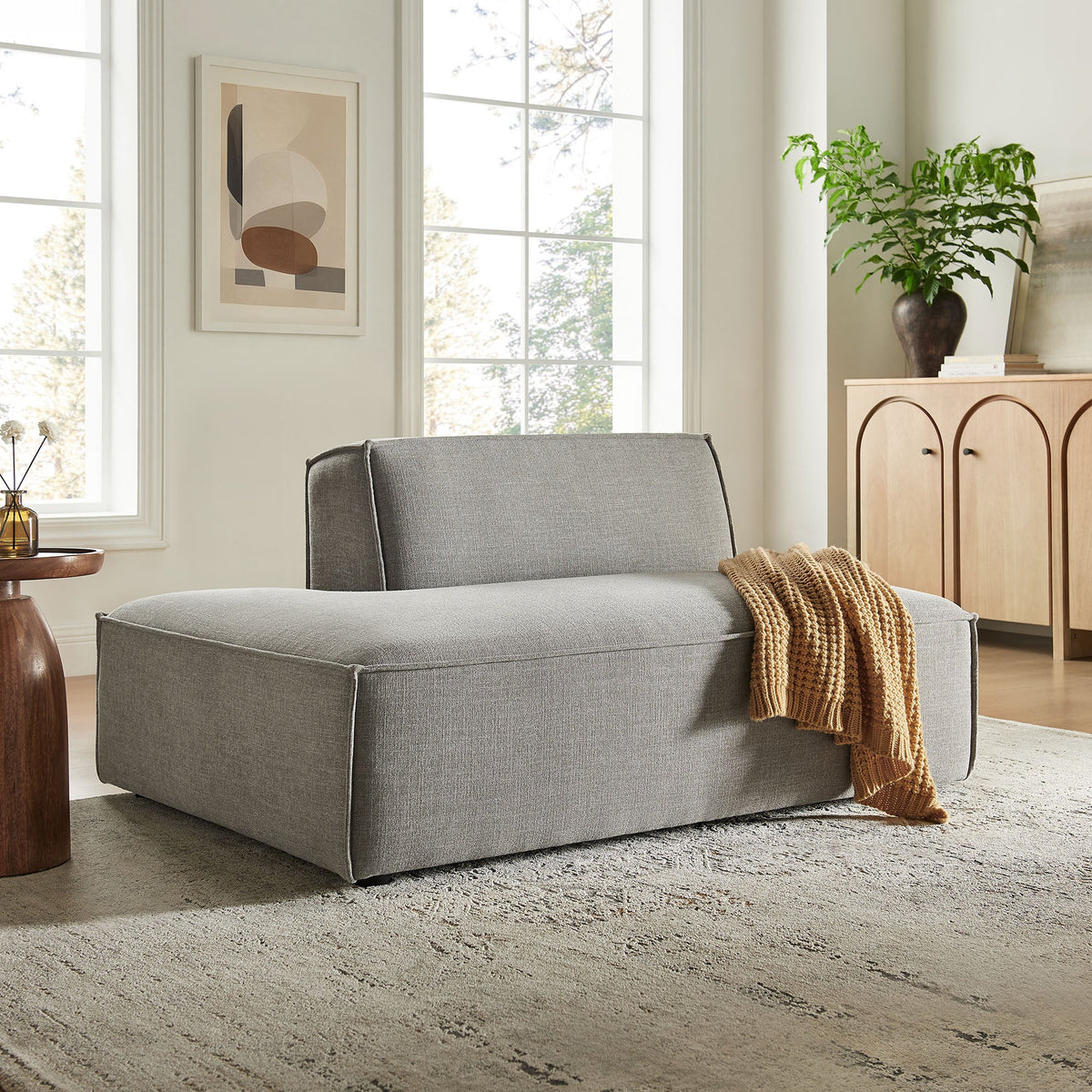 Restore Fabric left-facing armless modular chaise by Modway gray upholstery on Tampa Home & Garden Store