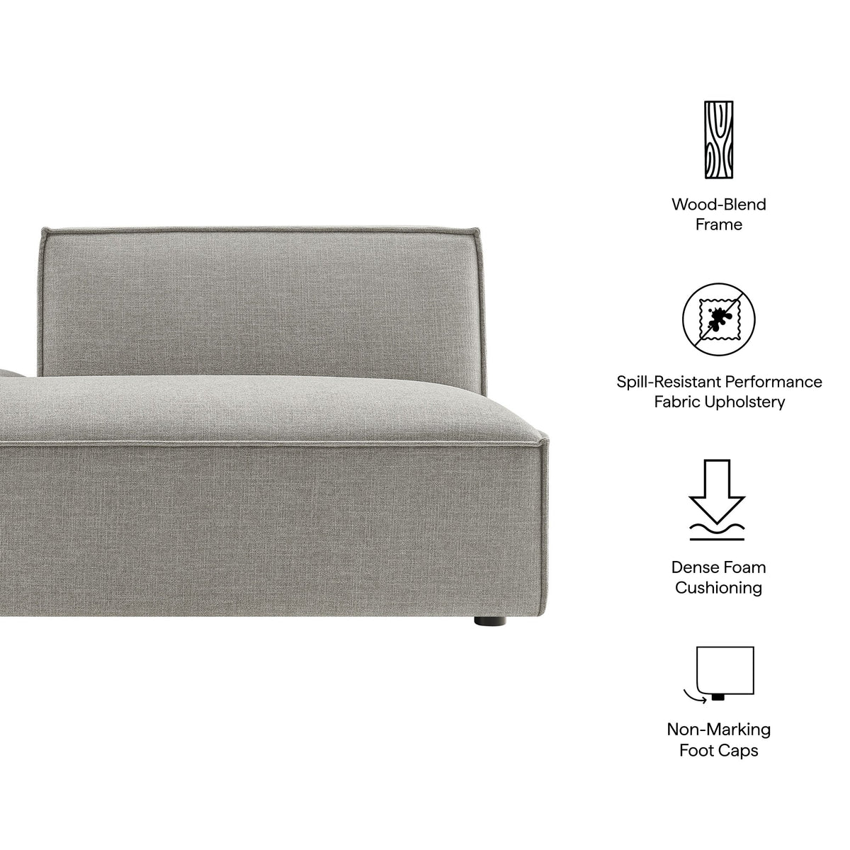 Modway Restore left-facing armless modular chaise in light gray fabric on Tampa Home & Garden Store