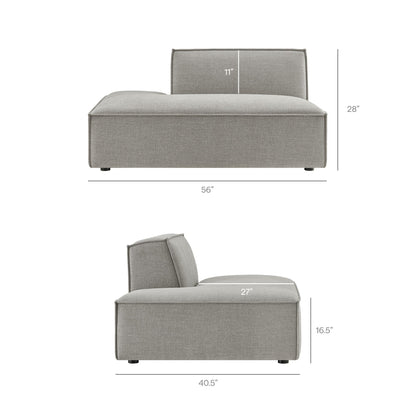 Restore Performance Fabric Upholstered Left-Facing Armless Modular Chaise by Modway in gray on Tampa Home & Garden Store