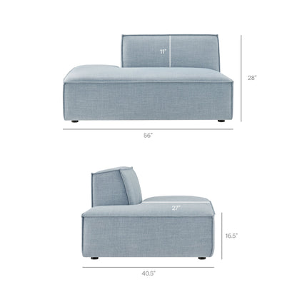 Modway left-facing armless modular chaise in blue-gray Restore Performance fabric on Tampa Home & Garden Store