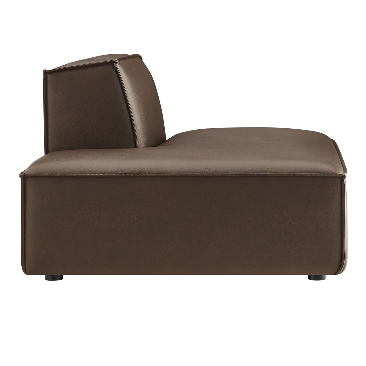 Left-facing vegan leather armless modular chaise in brown by Modway for HouseOfZazla on Tampa Home & Garden Store