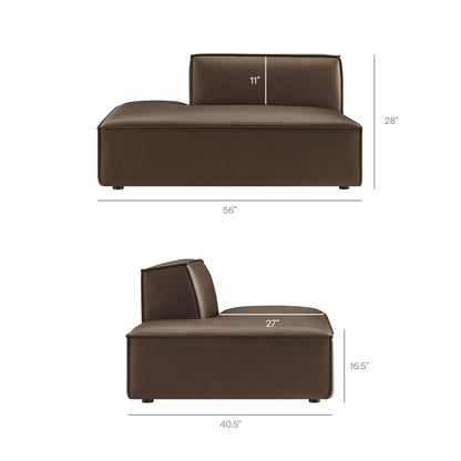 Restore vegan leather left-facing armless modular chaise by Modway in brown on Tampa Home & Garden Store
