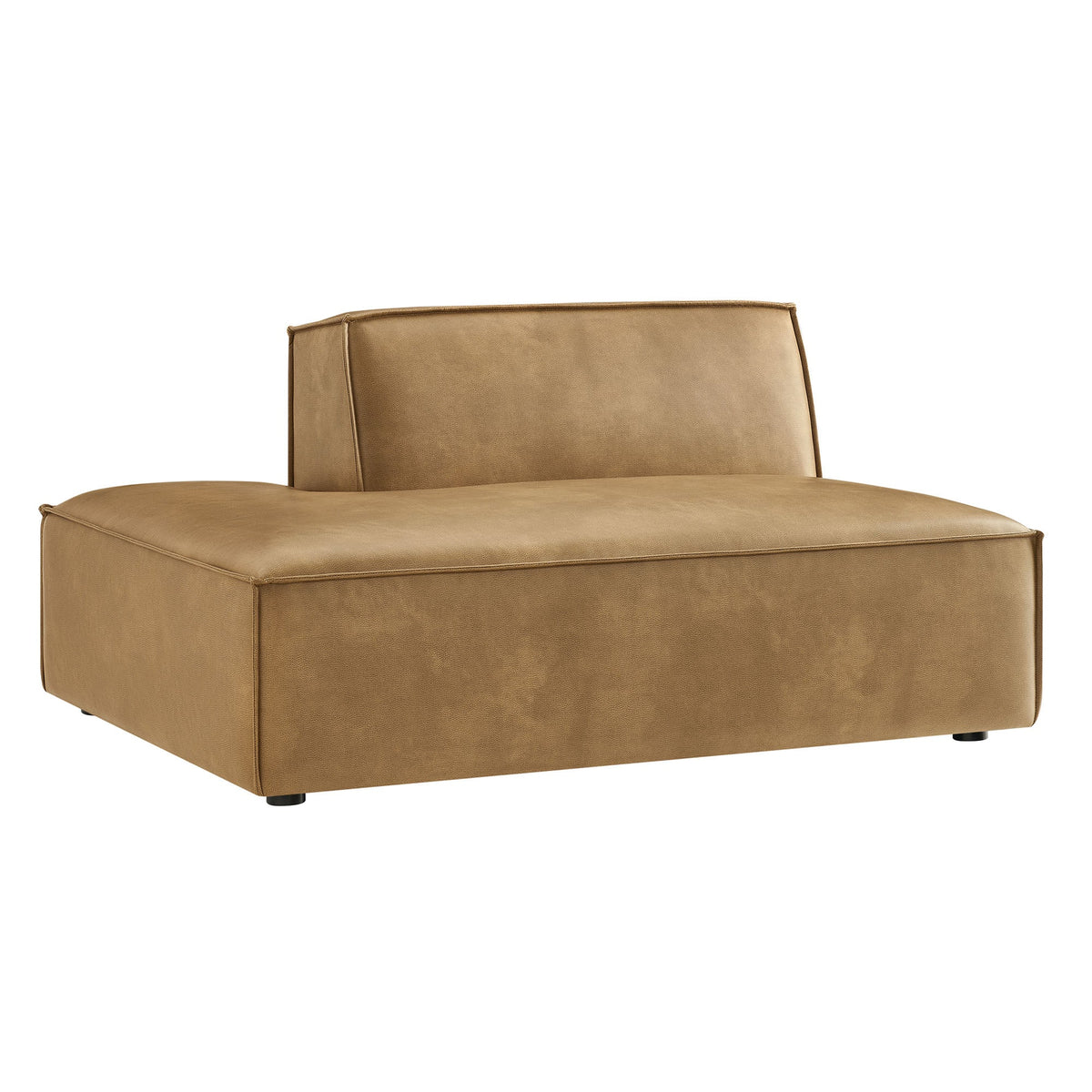Left-facing armless modular chaise in tan vegan leather by Modway, HouseOfZazla on Tampa Home & Garden Store