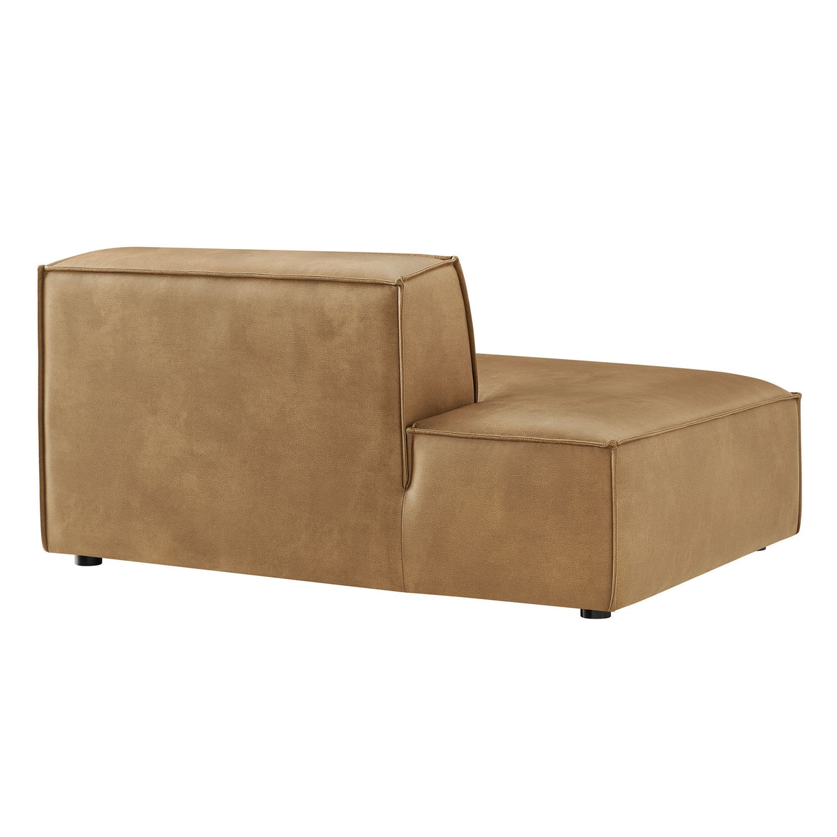 Restore Vegan Leather Left-Facing Armless Modular Chaise in tan upholstery on Tampa Home & Garden Store