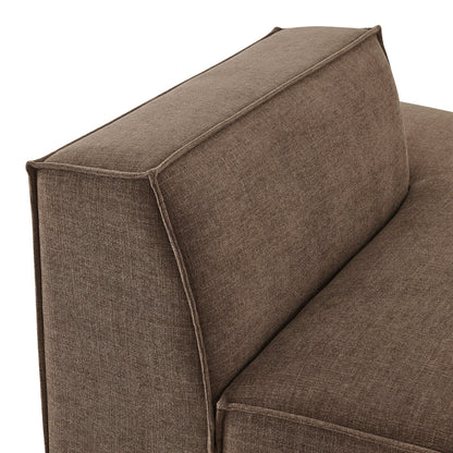 Right-facing armless modular chaise in brown Restore Performance fabric with piped edge on Tampa Home & Garden Store