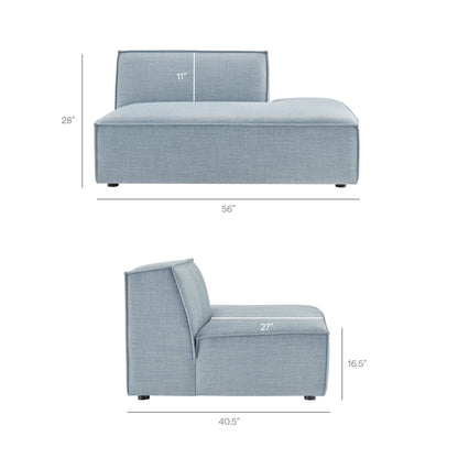 Restore Performance Fabric upholstered right-facing armless modular chaise in blue-gray on Tampa Home & Garden Store