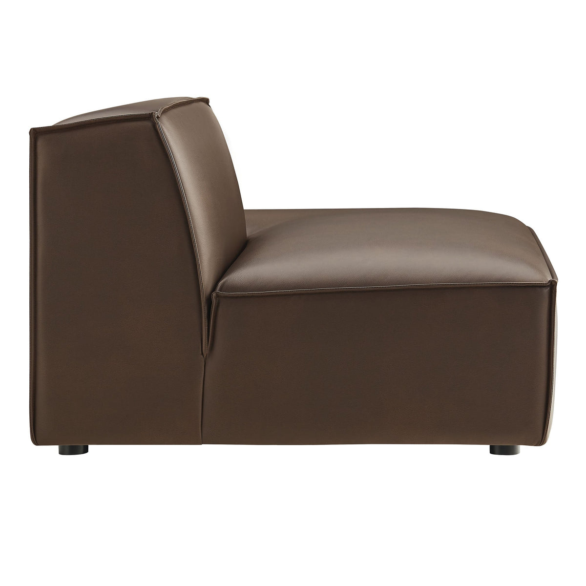 Restore vegan leather right-facing armless modular chaise by Modway, brown with stitching on Tampa Home & Garden Store