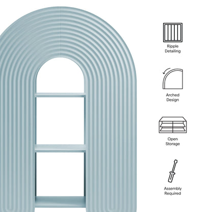 Daydream 58in arched bookshelf by Modway in blue ribbed arch design with open storage on Tampa Home & Garden Store