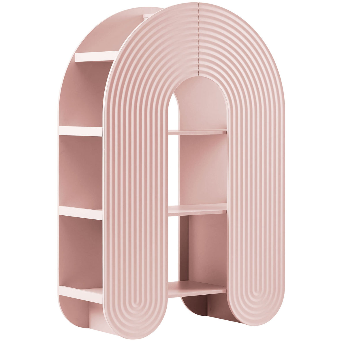 Daydream 58-inch arched bookshelf in pink with ribbed curved arches by Modway on Tampa Home & Garden Store