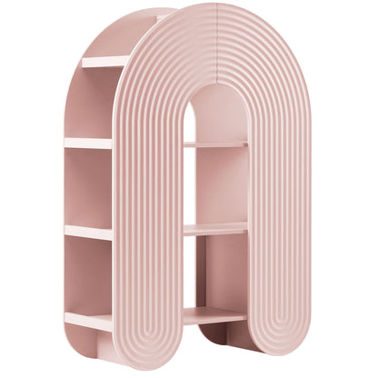 Daydream 58-inch arched bookshelf in pink with ribbed curved arches by Modway on Tampa Home & Garden Store