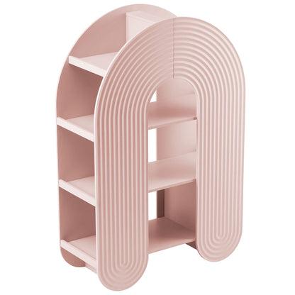 Daydream 58in arched bookshelf by Modway, pink ribbed exterior with white shelves on Tampa Home & Garden Store