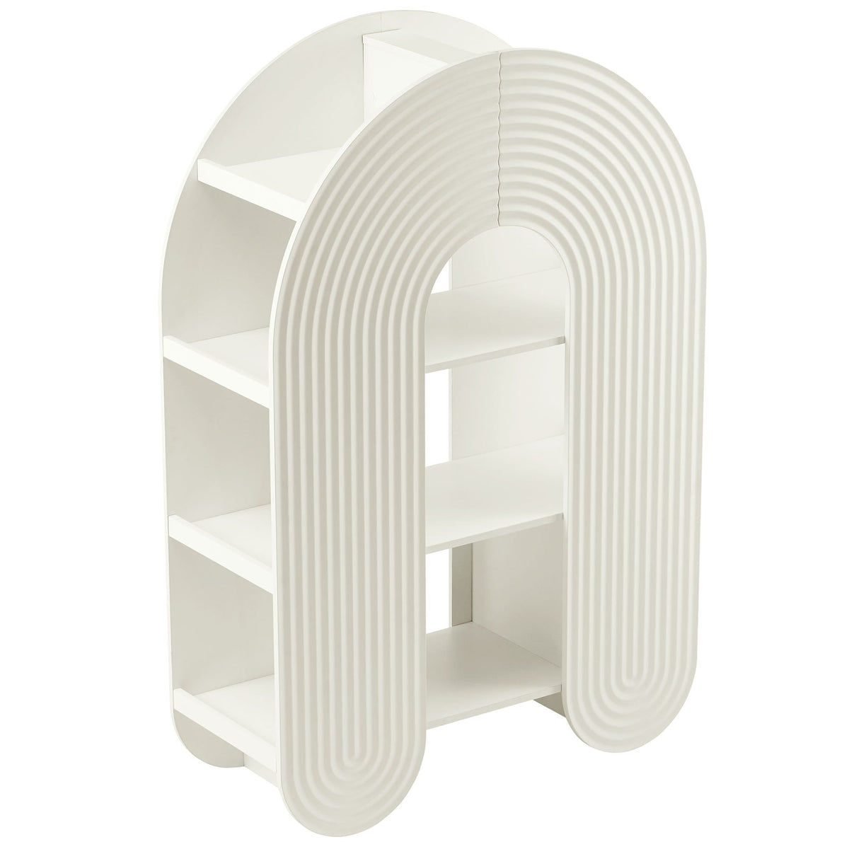 Daydream 58-inch Arched Bookshelf by Modway white ribbed arch sides with open shelves on Tampa Home & Garden Store