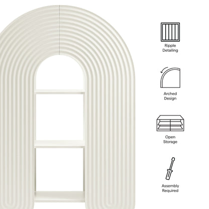 Daydream 58in Arched Bookshelf by Modway in white ribbed arch design with open storage on Tampa Home & Garden Store