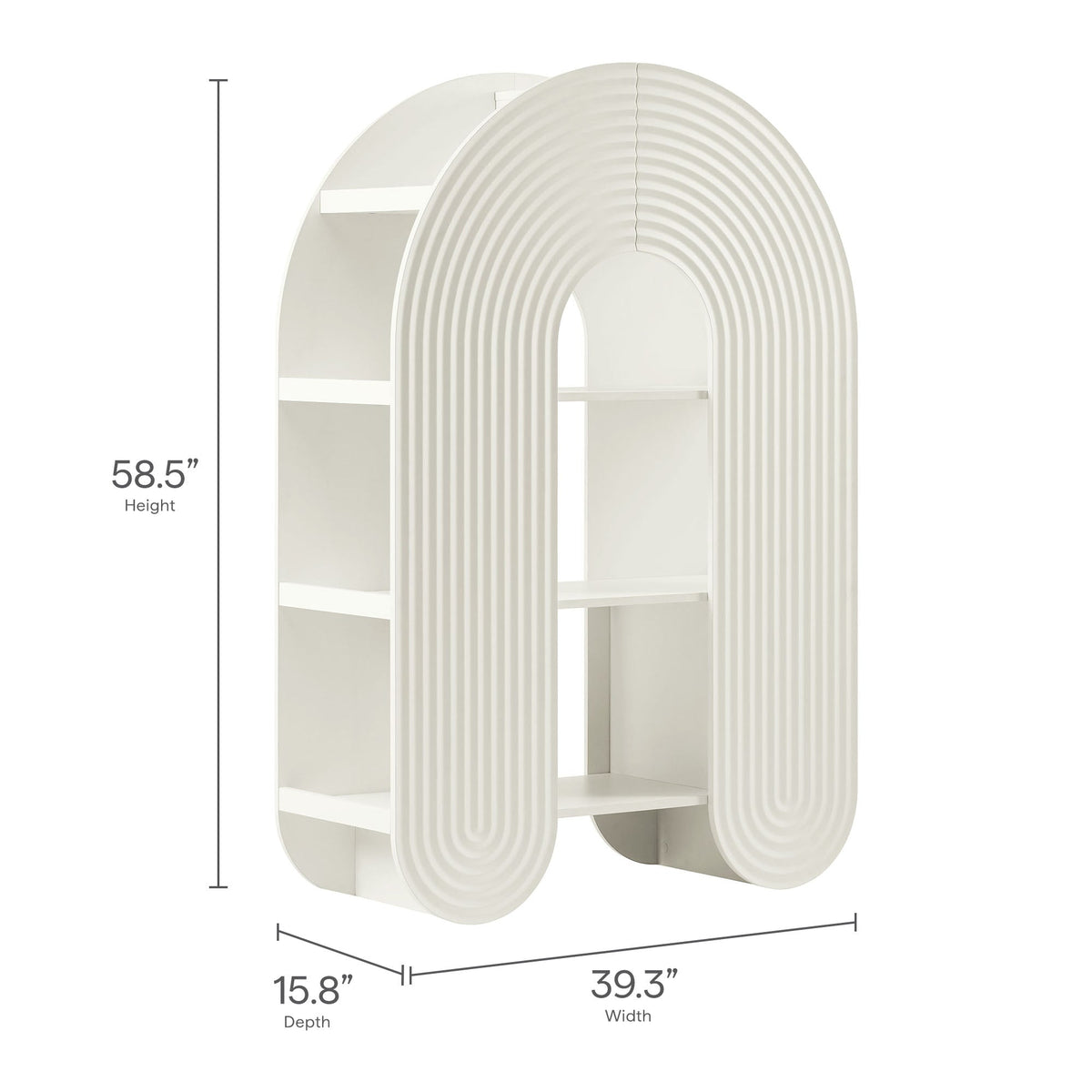 Daydream 58in arched bookshelf white ribbed bookcase by Modway on Tampa Home & Garden Store