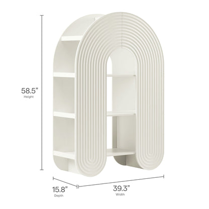 Daydream 58in arched bookshelf white ribbed bookcase by Modway on Tampa Home & Garden Store