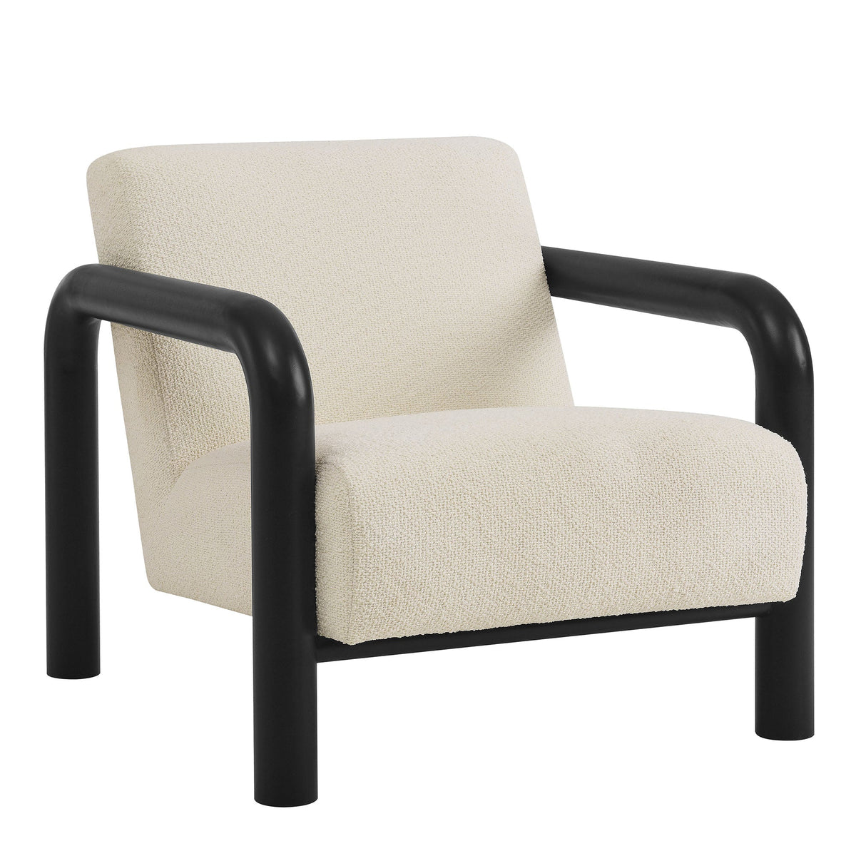 Sereno Boucle Accent Chair beige boucle upholstery by Modway with black metal arms on Tampa Home & Garden Store
