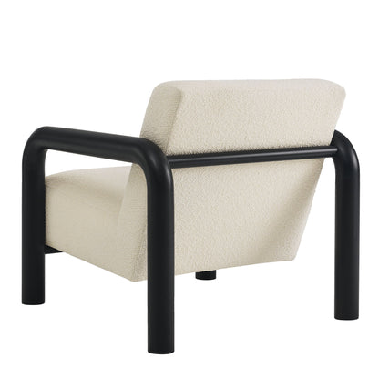 Sereno Boucle Accent Chair by Modway, cream boucle upholstery with black metal frame on Tampa Home & Garden Store