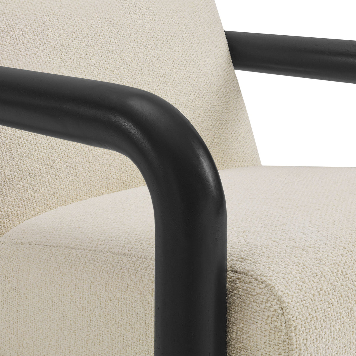 Sereno Boucle Accent Chair by Modway, cream boucle upholstery with black curved arms on Tampa Home & Garden Store