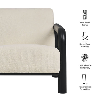 Sereno Boucle Accent Chair by Modway in beige boucle upholstery with black metal arm frame on Tampa Home & Garden Store
