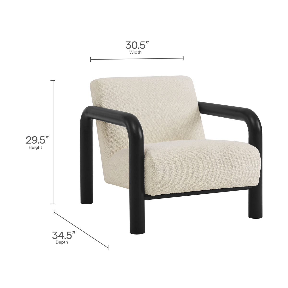 Sereno Boucle Accent Chair by Modway in beige boucle with black metal arms for living room on Tampa Home & Garden Store