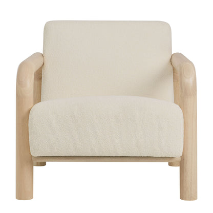 Sereno Boucle Accent Chair by Modway in natural beige boucle with light wood frame on Tampa Home & Garden Store