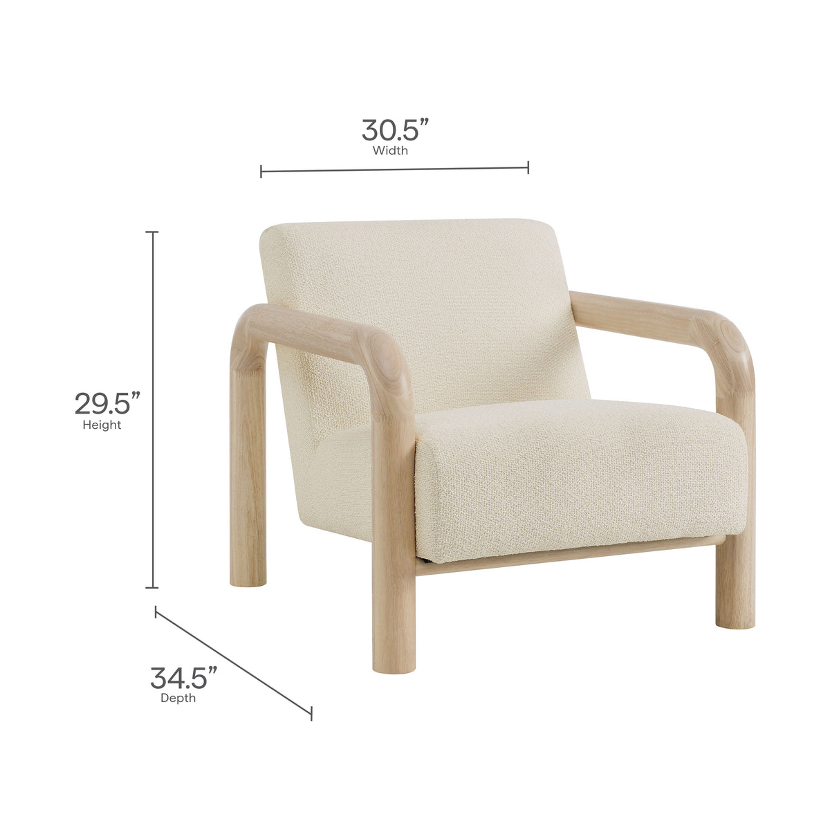 Sereno Boucle Accent Chair by Modway in beige boucle with natural wood frame on Tampa Home & Garden Store